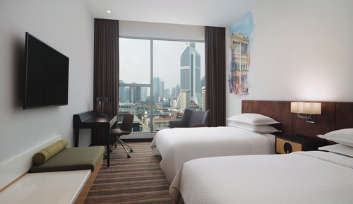 Zimmer, 2 Doppelbetten, Stadtblick