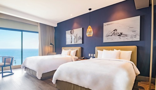 Deluxe-Doppelzimmer, 2 Doppelbetten, Meerblick