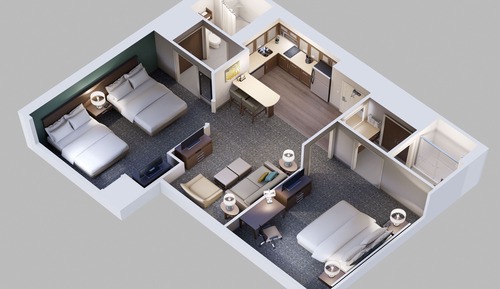Suite, 2 Schlafzimmer, Küche (1 King & 1 Queen)