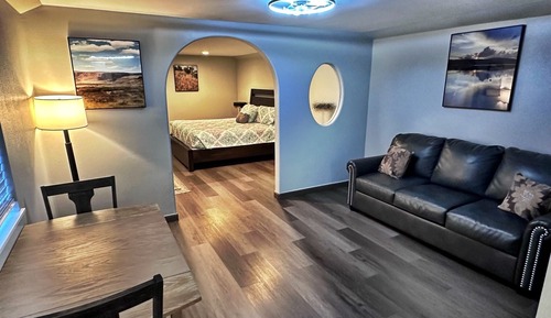 Familien-Ferienhaus, 1 King-Bett und Schlafsofa, Küche, Blick auf den Innenhof