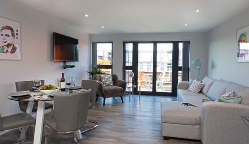 Executive-Apartment, 1 Doppelbett, Küche, Stadtblick