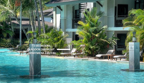 Deluxe-Apartment, 3 Schlafzimmer, Poolzugang, Poolseite (3 Bedroom Lagoon Swimout Apartment)
