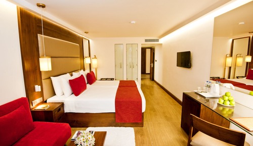 Deluxe-Doppel- oder -Zweibettzimmer, Poolblick