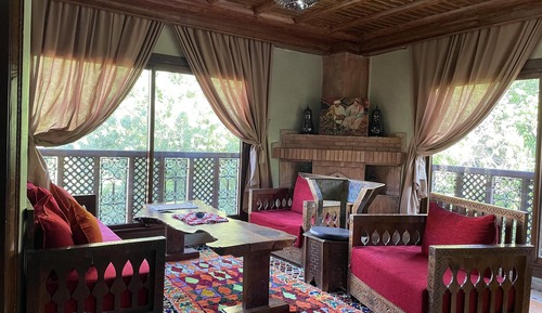 Luxury-Suite, 1 Schlafzimmer, Kamin, Poolblick