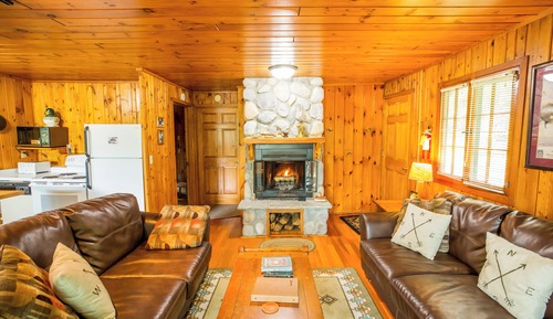 Premium-Ferienhütte, 3 Schlafzimmer, Kamin, Seeblick