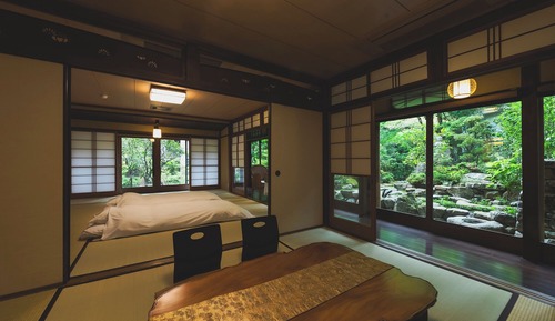 Vierbettzimmer im japanischen Stil, Nichtraucher, Gartenblick