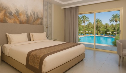 Deluxe-Doppel- oder -Zweibettzimmer, Poolblick