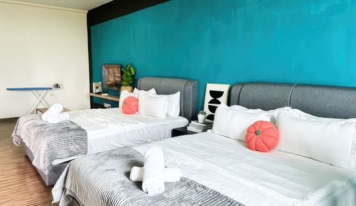 Deluxe-Studio, 2 Queen-Betten, Balkon, Stadtblick