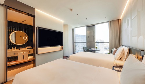 Premium-Zimmer, 2 Doppelbetten, Stadtblick