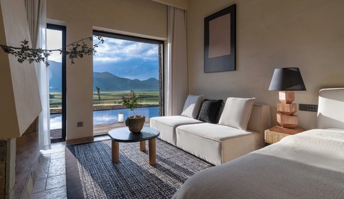 Comfort-Zweibettzimmer, Terrasse, Bergblick