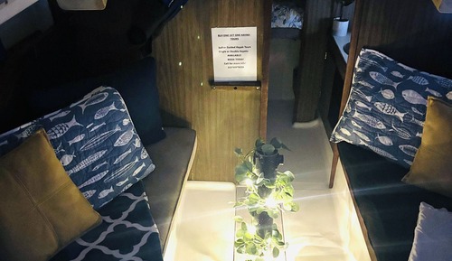 Ferienhütte, Buchtblick