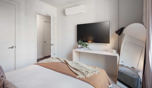 Design-Apartment, 1 Queen-Bett und Schlafsofa, Küche, Blick auf den Innenhof