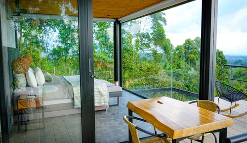 Comfort-Ferienhütte, 1 Schlafzimmer, Whirlpool, Bergblick