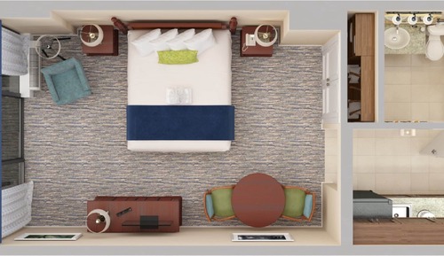 Standardzimmer, 1 King-Bett, Küche, Meerseite