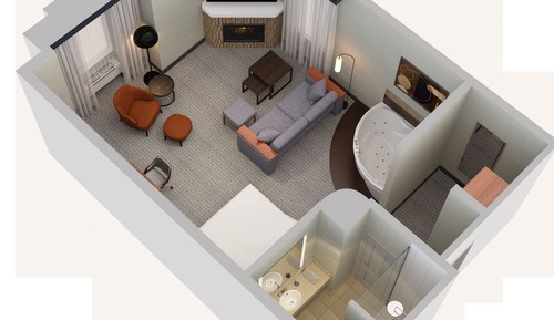 Zimmer, 1 King-Bett und Schlafsofa, Kamin