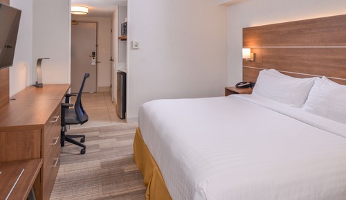 Zimmer, 1 King-Bett, leicht zugängliche Dusche mit Duschsitz (Communication, Mobil, Transfer Shower)