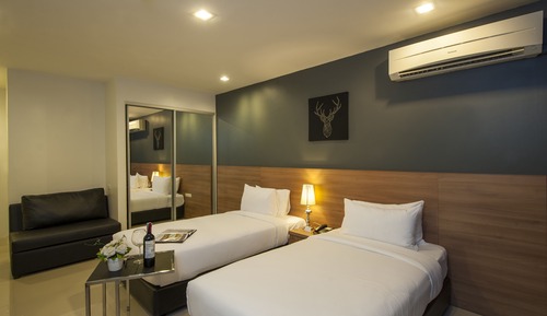 Deluxe-Zweibettzimmer, 1 Schlafzimmer, Balkon, Stadtblick