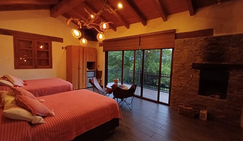 Deluxe-Zweibettzimmer, Kamin, Bergblick