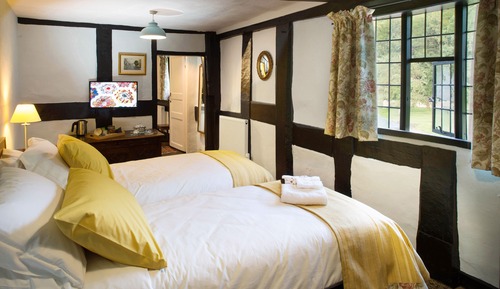 Deluxe-Zweibettzimmer, 2 Einzelbetten, mit Bad, Gartenblick