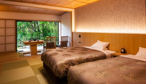 Luxury-Zweibettzimmer, 2 Doppelbetten, Gartenblick