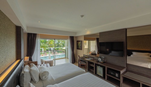 Zimmer, 2 Einzelbetten, Nichtraucher, Poolblick (Balcony)