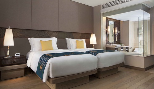 Classic-Zweibettzimmer, 2 Einzelbetten, Poolblick