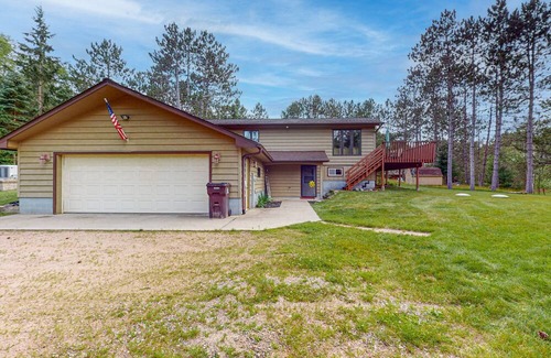 Hazelhurst Haus | Lakefront home with large patio, fire pit, air hockey & a provided peddle boat