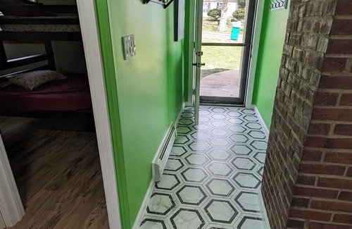 Levittown Haus | The Hexagon house in the Philadelphia suburbs. Sleeps 9, covered outdoor patio.