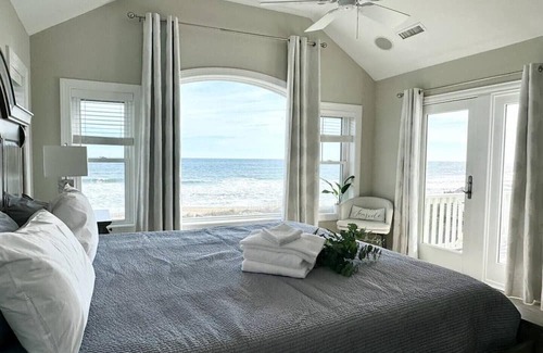 Corolla Haus | Ocean Front + Sound Views in Pine Island! Saltwater Pool & Direct Beach Access