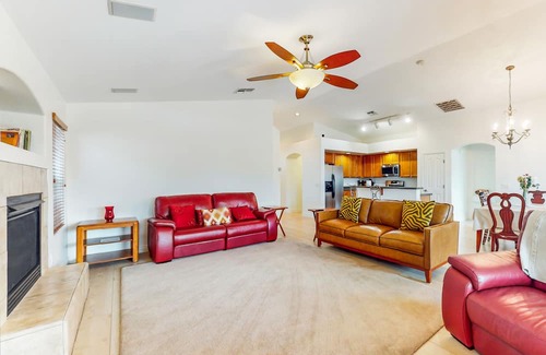 Laveen Village Haus | Water view desert stay with putt putt, enclosed yard, fireplace, streaming, & AC