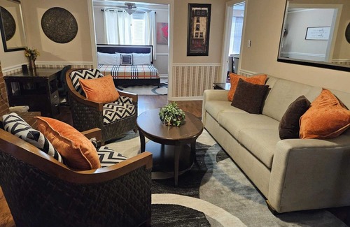 Southwind Haus | 5-BR Home with POOL Near Collierville - Primary Master Bedroom Downstairs.