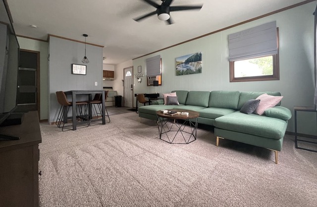 Centrally located and about 120 steps to shore. Dog Friendly!