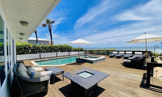 New Smyrna Beach Haus | Fabulous Oceanfront Beach Home with Pool & SPA, Firepit, Direct Beach Access