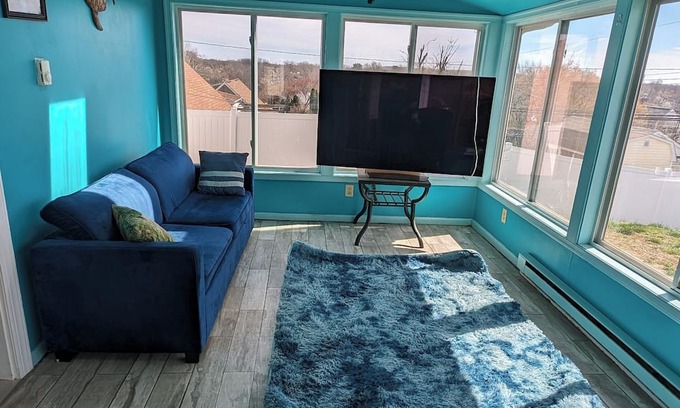 Levittown Haus | The Hexagon house in the Philadelphia suburbs. Sleeps 9, covered outdoor patio.