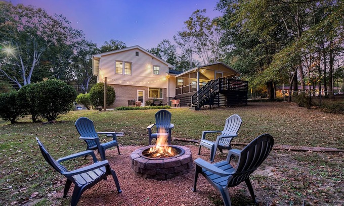 Gantt Haus | Weekend at GiGi's - a Greenville Mid-Century home with fire pit and game room.